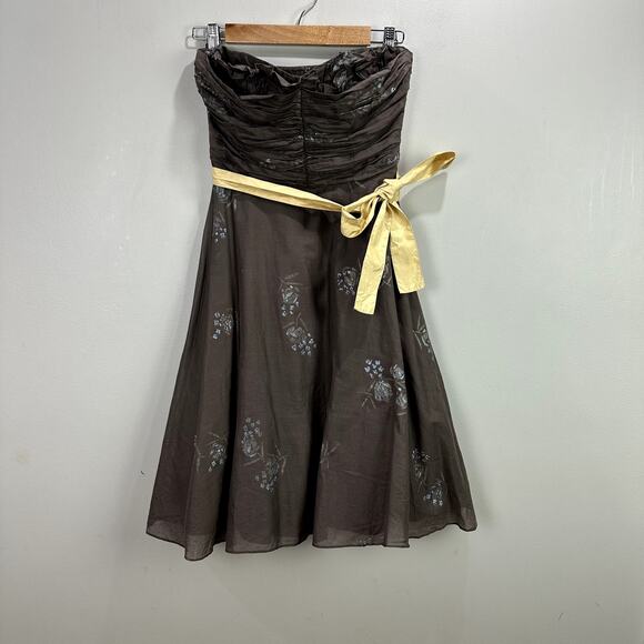 Anthropologie Odille Strapless Pleated Peppermint Tea Dress 4P 4 Petite SP PS - Picture 2 of 10